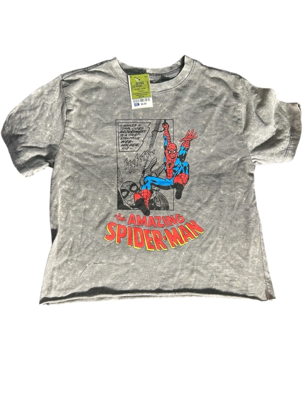 Marvel Gray Spider-Man Graphic Tee with Red & Blue Print